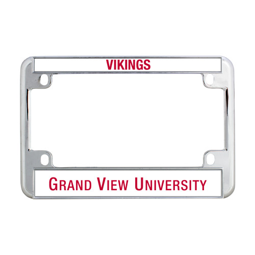  Metal Motorcycle License Plate Frame in Chrome - Grand View Flat Wordmark