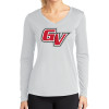 Thumbnail image for  Womens White Performance Long Sleeve V Neck Shirt