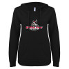 Thumbnail image for  ENZA Womens Black V Notch Raw Edge Fleece Hoodie