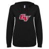 Thumbnail image for  ENZA Womens Black V Notch Raw Edge Fleece Hoodie