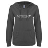 Thumbnail image for  ENZA Womens Dark Heather V Notch Raw Edge Fleece Hoodie