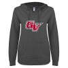 Thumbnail image for  ENZA Womens Dark Heather V Notch Raw Edge Fleece Hoodie