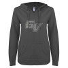 Thumbnail image for  ENZA Womens Dark Heather V Notch Raw Edge Fleece Hoodie