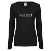 Thumbnail image for  Womens Black Long Sleeve V Neck Tee 