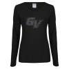 Thumbnail image for  Womens Black Long Sleeve V Neck Tee 