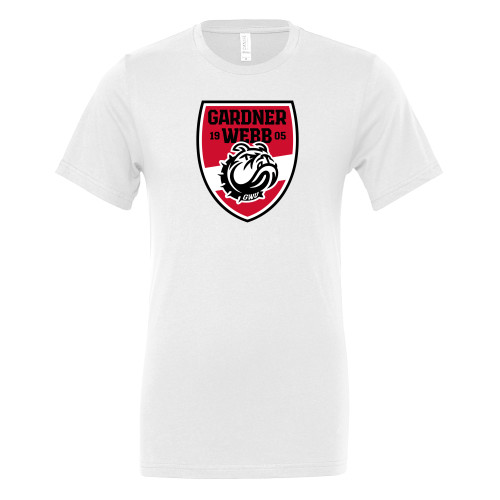  Bella + Canvas White Jersey Cotton T Shirt - GWU Soccer Shield Mark