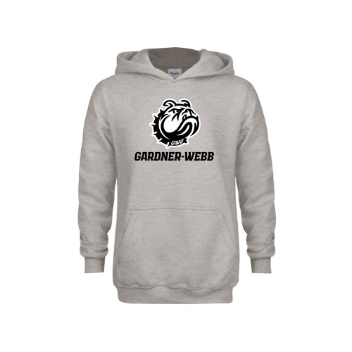  Youth Grey Fleece Hood - Gardner Webb Athletic Mascot Head Lockup