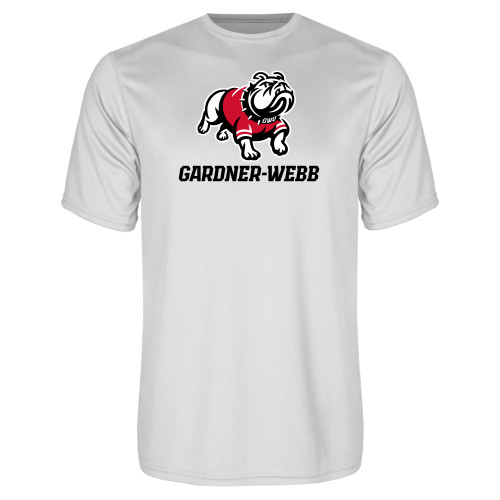  White Performance Tee - Gardner Webb Athletic Lockup