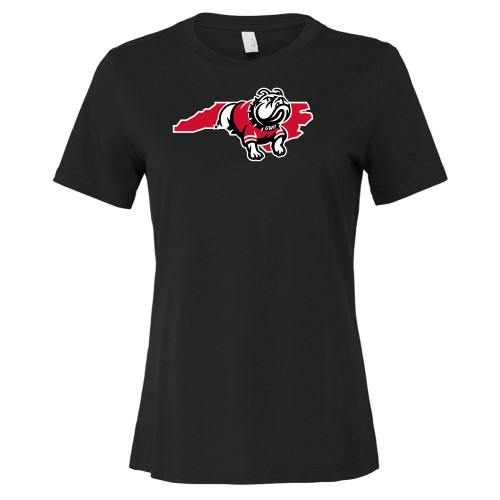  Bella + Canvas Womens Black Relaxed Cotton T Shirt - North Carolina Mascot Mark