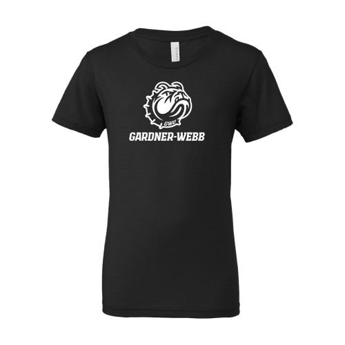  Bella + Canvas Youth Black Jersey T Shirt - Gardner Webb Athletic Mascot Head Lockup
