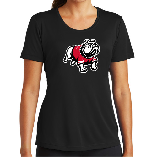  Womens Black Performance Tee - GWU Primary Athletic Mark