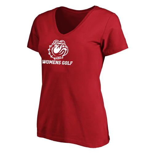  Womens Plus Red V Neck T Shirt - GWU Womens Golf