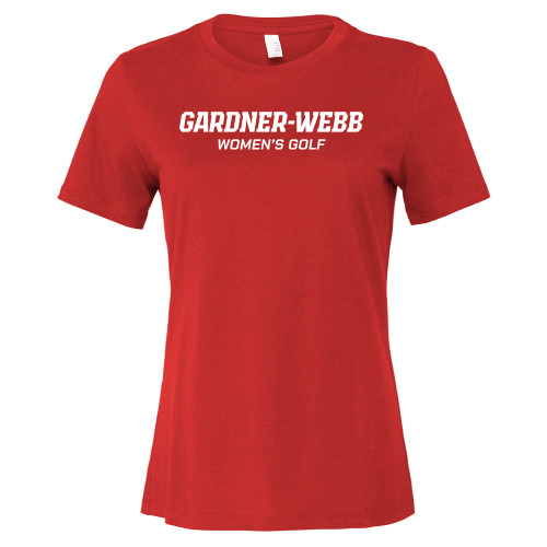  Bella + Canvas Womens Red Relaxed Cotton T Shirt - Gardner Webb Womens Golf