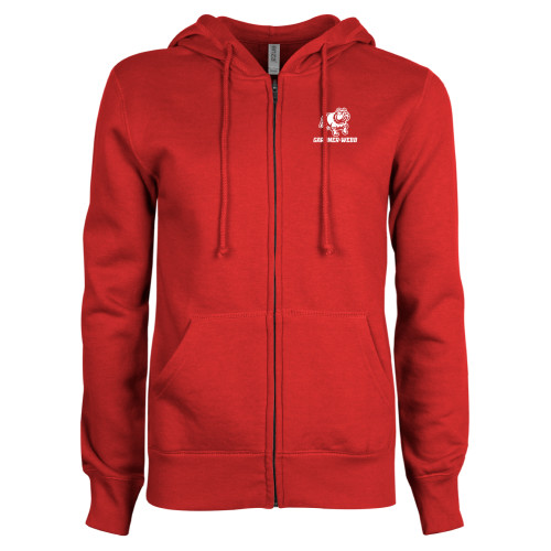  ENZA Womens Red Fleece Full Zip Hoodie - Gardner Webb Athletic Lockup