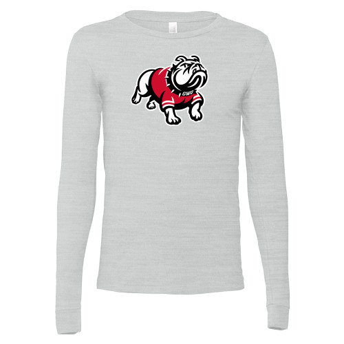  Bella + Canvas Ash Grey Jersey Cotton Long Sleeve T Shirt - GWU Primary Athletic Mark