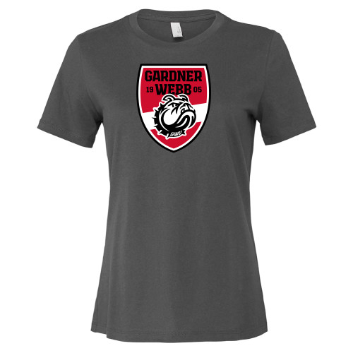  Bella + Canvas Womens Asphalt Relaxed Cotton T Shirt - GWU Soccer Shield Mark