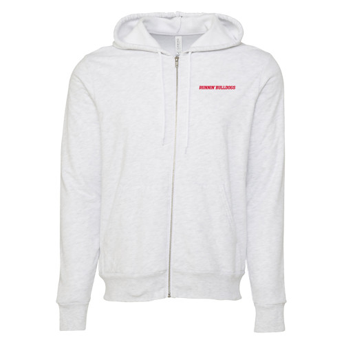  Bella + Canvas Ash Grey Full Zip Hood - Runnin Bulldogs Word mark