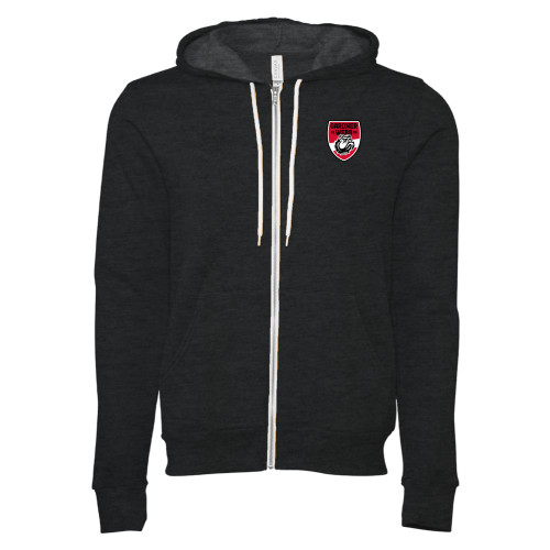  Bella + Canvas Dark Grey Heather Full Zip Hood - GWU Soccer Shield Mark