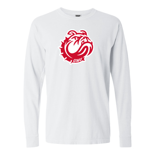  Comfort Colors White Long Sleeve T Shirt - GWU Mascot Head