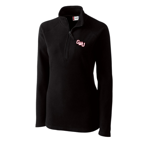  C&B Womens Black Clique Summit Performance Fleece Half Zip - GWU Monogram
