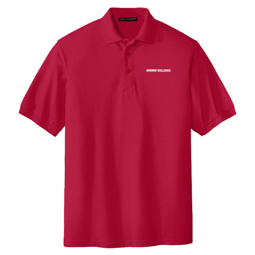  Extended Red Silk Touch Polo - Runnin Bulldogs Word mark