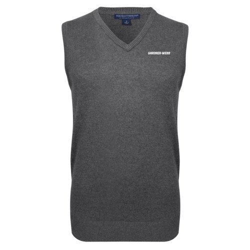  Charcoal VNeck Sweater Vest - Gardner Webb Flat Word mark
