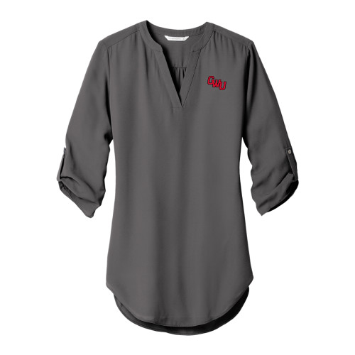  Womens Grey 3/4 Sleeve Tunic Blouse - GWU Monogram
