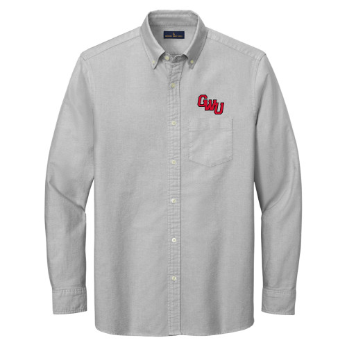  Brooks Brothers Windsor Grey Casual Oxford Cloth Shirt - GWU Monogram