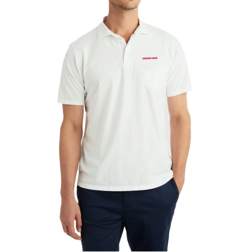  B Draddy White Liam Polo - Gardner Webb Flat Word mark