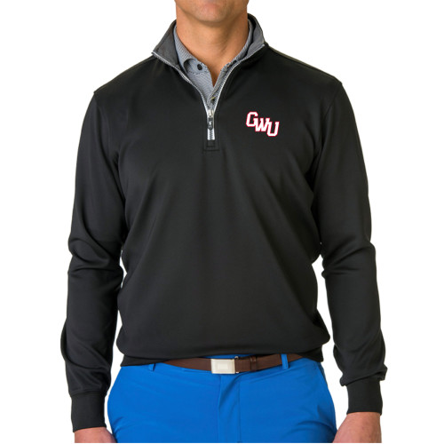  Fairway & Greene Black/Grey Heather Caves 1/4 Zip Pullover - GWU Monogram