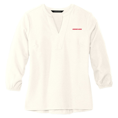  Mercer + Mettle Womens Ivory 3/4 Sleeve Crepe Blouse - Gardner Webb Flat Word mark