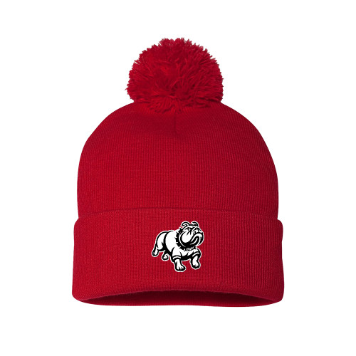  Sportsman Red Pom Pom Cuffed Beanie - GWU Primary Athletic Mark