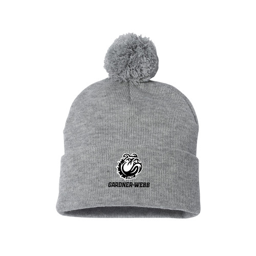  Sportsman Heather Grey Pom Pom Cuffed Beanie - Gardner Webb Athletic Mascot Head Lockup