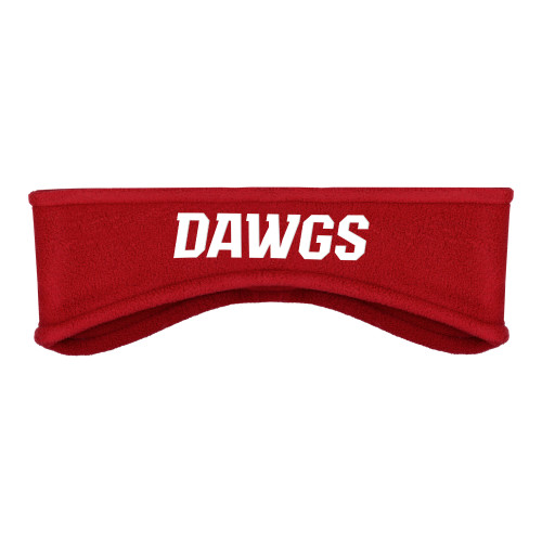  Red Stretch Fleece Headband - Dawgs Word mark