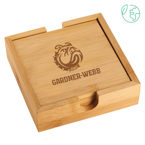  Bamboo Coaster Set - Gardner Webb Athletic Mascot Head LockupEngraved