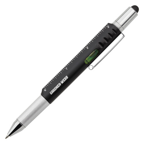  6 in 1 Black Ballpoint Pen - Gardner Webb Flat Word mark