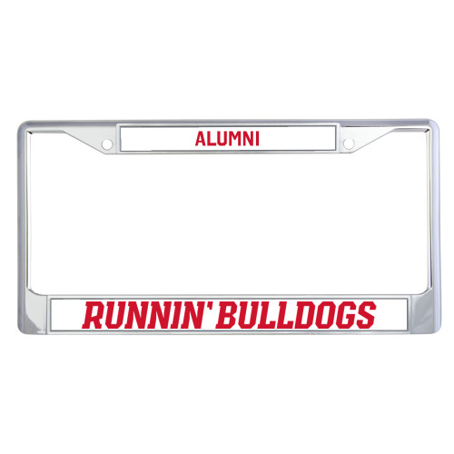  Alumni Metal License Plate Frame in Chrome - Runnin Bulldogs Word mark