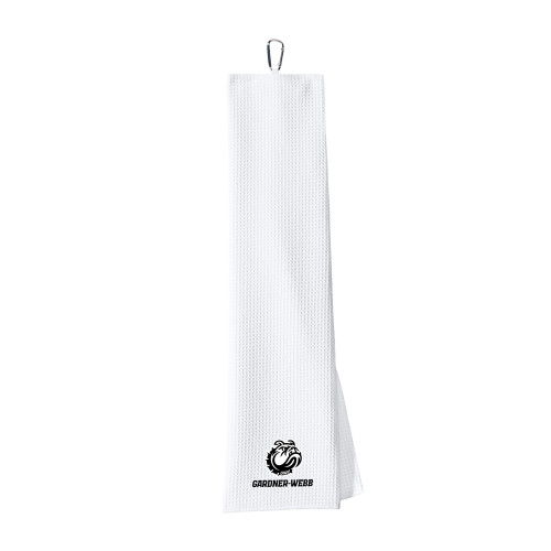  White Waffle Microfiber Golf Towel - Gardner Webb Athletic Mascot Head Lockup