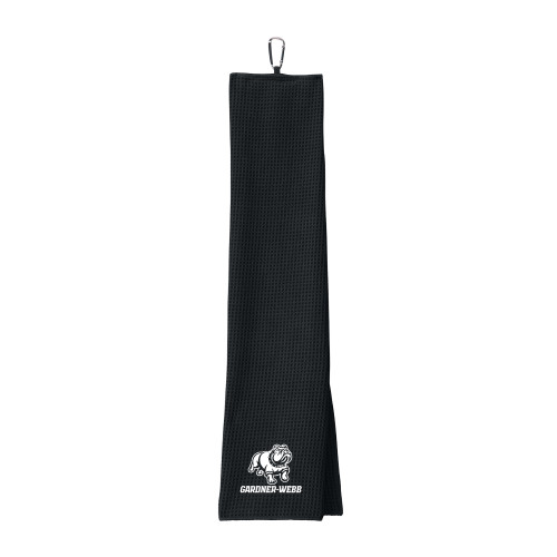  Black Waffle Microfiber Golf Towel - Gardner Webb Athletic Lockup