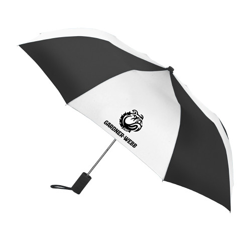  42 Inch Slim Stick Black/White Umbrella - Gardner Webb Athletic Mascot Head Lockup