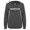 Thumbnail image for  ENZA Womens Dark Heather V Notch Raw Edge Fleece Hoodie