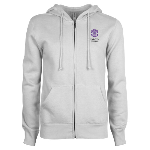  ENZA Womens White Fleece Full Zip Hoodie - Primary Mark