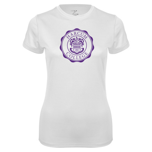  Womens White Performance Tee - College Seal