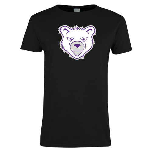  Womens Black Short Sleeve Tee - Bear Head