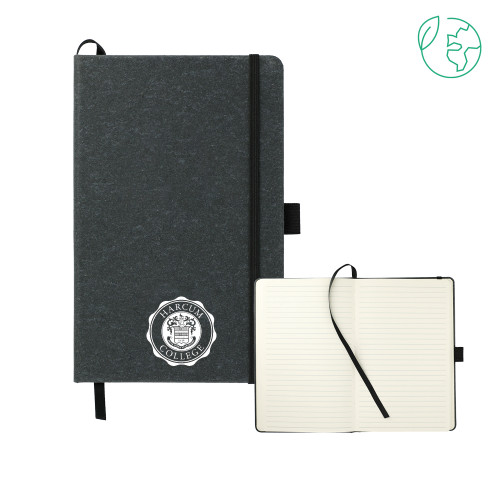  5.5 x 8.5 Black FSC Mix Recycled Leather Bound Journal - College Seal