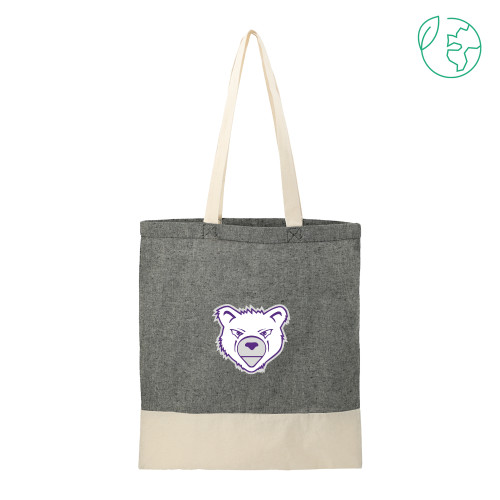  Split Recycled Black Cotton Twill Convention Tote - Bear Head