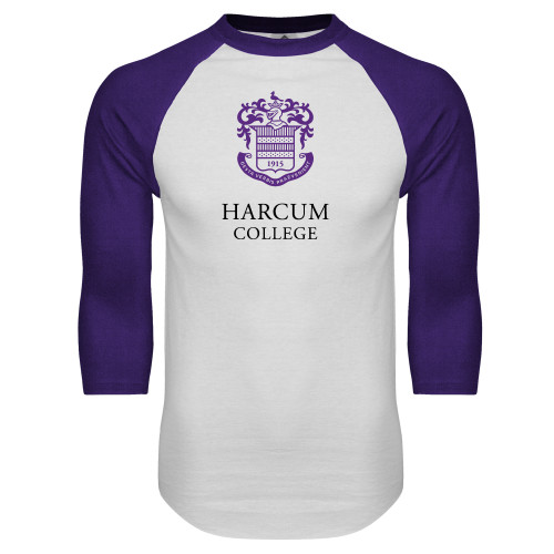  White/Purple Raglan Baseball T Shirt - Primary Mark
