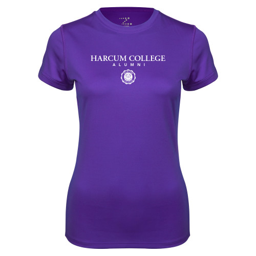  Womens Purple Performance Tee - Harcum College Alumni