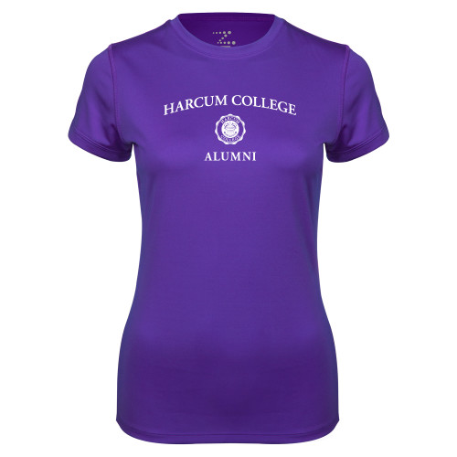 Womens Purple Performance Tee - Harcum College Alumni
