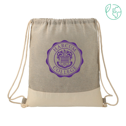  Split Recycled Cotton Grey/Natural Drawstring Bag - College Seal
